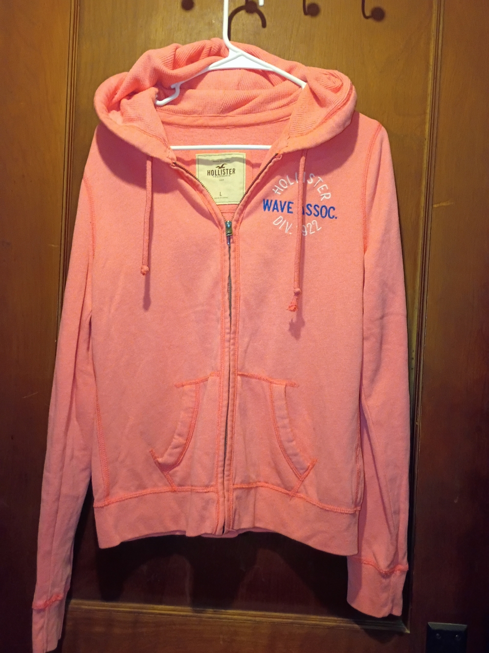 Hollister Coral Pink Full-Zip Hoodie
